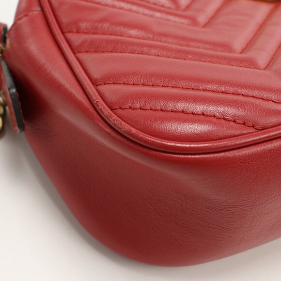 GUCCI Red GG Marmont Shoulder Bag - Picture 5 of 8